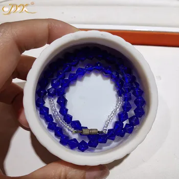JYX Globoko Morje 5,5 mm Vivid Blue Crystal Ogrlica Nezakonitih Kroglice elegantne Ogrlice 17