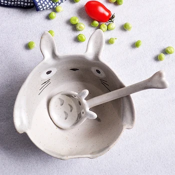 Keramike, Porcelana, Ustvarjalno, Srčkan Totoro Mačka Oblikovan Pločevina Jed Večerja Skledo, Žlico Plošče, Kuhinjske Posode
