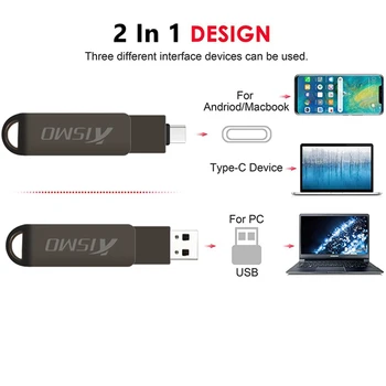 Kismo USB3.0 tip-C pen drive 32gb 64gb pomnilnika memory stick otg USB Flash Drive za Samsung S8 S9 Opomba 8 9 Huawei P10 P20 Mate 10 20