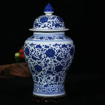 Kitajski Slog Starinsko o Uvedbi Keramični Ingver Jar Home Office Dekor Modre in Bele Porcelanaste Vaze