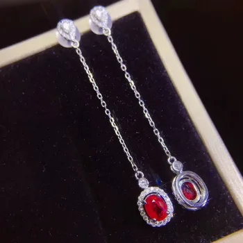 KJJEAXCMY boutique nakita 925 sterling srebro vdelan naravnih ruby gemstone ženski uhani podporo zaznavanja