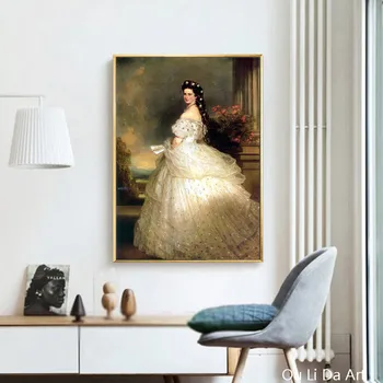Klasične sodišče slika princesa belo krilo, portret, olje, slikarsko platno, tisk, natisnjene na platno wall art okras sliko
