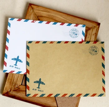 Kraft Air Mail ovojnice, beli poročni ovojnice,Rjav Papir, Ovojnice,Vabila, kuverte, letnik letalom pakiranje 50pcs/lo ni
