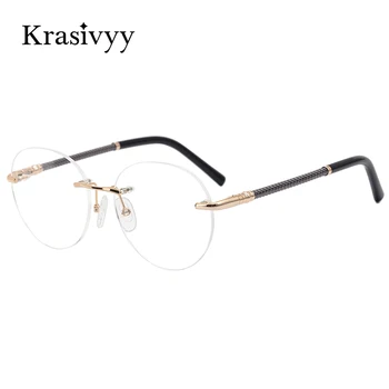 Krasivyy Rimless Očal Okvir Ženske Čistega Titana Kratkovidnost Optični Recept Očala Moških 2020 Novo Vintage Okrogle Očala