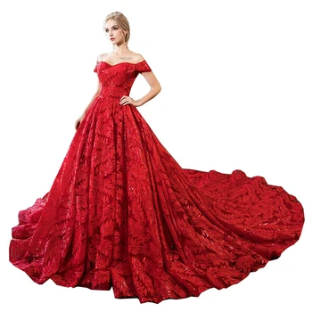 Lep Vlak Jeseni Leta 2020 Poročne Obleke za Ženske Rdeča Čoln Vratu свадебное платье Plus Velikost vestidos de noiva Haljo De Mariage