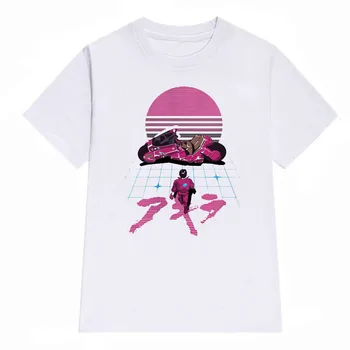 LettBao Akira Synthwave T-Shirt Moški Kratek Rokav Poletje Moda Tshirt Priložnostne Bela Majica Bombaž Moda Tee Shirt O-Vrat Vrhovi