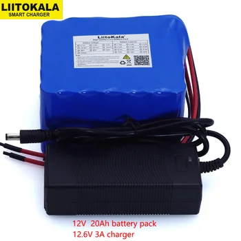 LiitoKala 12V 20Ah high power 100A praznjenje baterije BMS zaščita 4 line močjo 500W 800W 18650 baterija+ 12,6 V 3A Polnilnik