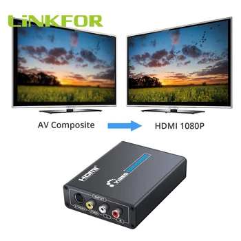 LiNKFOR 3RCA AV CVBS Kompozitni S-Video, R/L Zvoka HDMI Adapter Upscaler 720p/1080p z 3RCA S-Video Kabel za DVD, VCR PS2 PS3