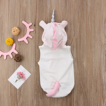 Luštna 3D Samorog Baby Kostum, Otroci, Dekleta, Romper Jumpsuit Obleke Hooded Oblačila