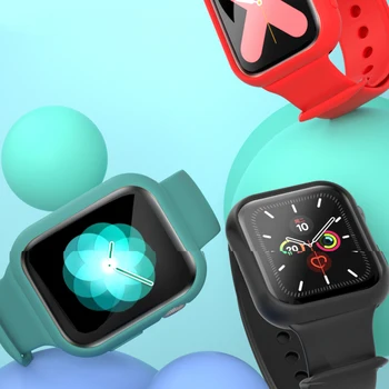 Mehko Silikonsko ohišje za apple gledati serije 5 4 pisane zaščitna torbica za iWatch 40 mm 44 watchband okvir