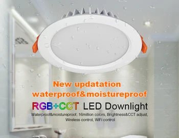 Miboxer 2.4 G RGB+SCT 15W Zatemniti LED Downlight FUT069 IP54 Nepremočljiva spot luči AC86-265V Krog Reccessed Luči Za Kopalnico