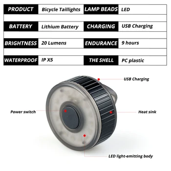 Mini Kolesa Rep Svetlobo Kolo Zadnje Luči Luč Smart USB Polnilna Svetilka Varnostne Opozorilne Luči Kolesarsko opremo
