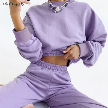 Mnealways18 Modni Purple Sweatpants Žensk Tekačem Hlače Priložnostne Športne Hlače Ženske Visoko Pasu Harajuku Hlače 2020 Žepi