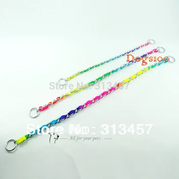 Moda Rainbow Barva za Usposabljanje P Zaduši Pes Ovratnik ogrlica Chrome Kovinske Verige 3 Velikosti