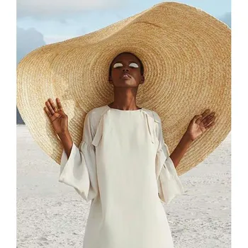 Moda Velika Nedelja Klobuk Plaži Anti-UV Zaščita pred Soncem Zložljive Slame Skp Zajema poletja, plaže, Sonce Klobuki Sombrero Mujer F1478#40