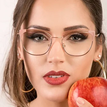 Moda za Ženske Kvadratnih Očal Okvir Kovinski Filter Blokira Računalnik Očala Zmanjšuje Zaščito pred Sevanjem Cat Eye Glasses Okvir