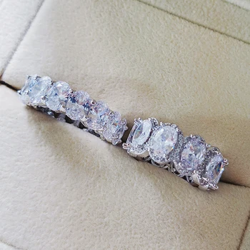 Moonso Pravi 925 Sterling Srebro ovalne poročni Prstan set za ženske angažiranosti luksuzni band večnost nakit zircona R5348