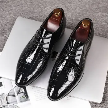 Moški čevlji črni modni, klasični poslovni moški čevlji formalno čevlji poročni ženina groomsmen formalno čevlji zapatos de hombre