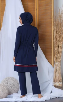 Muslimanski Kopalke Islamske Ženske Skromna oblačila Hidžab Burkini 'ALFASA ALF20184 Marin Hidžab Kopalke Z Hlače'