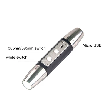 Na Prodajo USB Polnilne Jade Svetilka 365/395nm UV Luč, 4 Datoteke 3w LED UV Svetilko Zidava-v Baterije Za Denar Jade Detektor