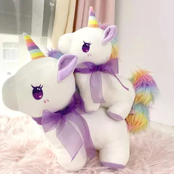 Nagačene živali visoke kakovosti vijolično Rainbow unicorn baby pomiritev lutka plišastih vijolično Svileni Šal unicornio darilo za dekle, princesa