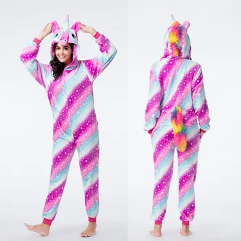 Nastavite Kigurumi Ženske Pižame Živali Panda Samorog Otroci Pižame za Dekleta Fantje Oblačila, Homewear Pozimi Pižame Sleepwear Onesies