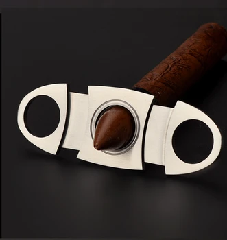 Newyond Cigar Rezilo iz Nerjavečega Jekla Dvojno Rezilo Giljotino Škarje za Najbolj Velikost Cigare (Srebrni)