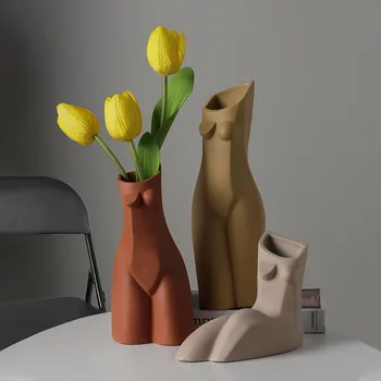 Nordijska povzetek ustvarjalna body art geometrijske vaza sodobno minimalistično dnevna soba cvetlični aranžma cvet doma dekor keramične vaze