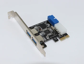Nov USB 3.0 PCI-E Širitev Sim Adapter za Zunanji 2 Vrata USB3.0 Hub Notranji 19pin Glave PCI-E Card 4pin IDE Priključek za Napajanje