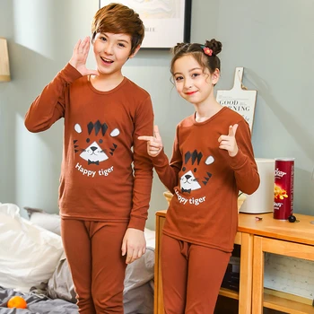 Nova Dekleta Sleepwear Pozimi Bombažno Pižamo Določa Otrok, Homewear za Boy Pižame Otroci More 9-19Y Najstniških Pijamas Oblačila