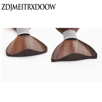 Nova zasnova 3D Lesene kravato Pocekt Kvadratnih zapestne gumbe, Moda lesa lok kravato poroko dinne Ročno corbata Lesene Vezi Cadeau Homme