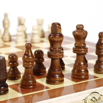 Novo 34x34cm Lesene Mednarodna Šahovska garnitura svet 3 V 1 Potovanje Igre, Šah in Backgammon Prepih Zabava Za Potovanje Potovanje
