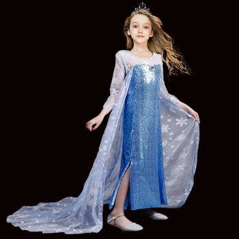 Novo Leto, Božič Dekleta Elsa Fancy Obleko Pravljice Malčka Rapunzel Obleko Gor Otrok Princesa Kostum Rojstni Dan Puhasto Girl Obleke
