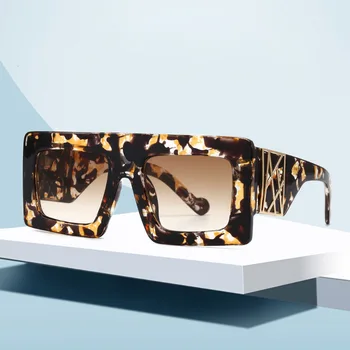 Novo Prevelik Kvadratnih Sončna Očala Ženske 2020 Luksuzne Blagovne Znamke, Modni Leopard Črna Sončna Očala Moških Gafas Odtenek Ogledalo Vizir Oculos