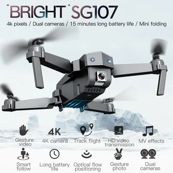 Novo SG107 Mini True HD 4K Dual Camera Zložljivo Prenosno Quadcopter z Enim Klikom se Vrnete FPV Brnenje Menoj RC Quadcopter Boy Toy