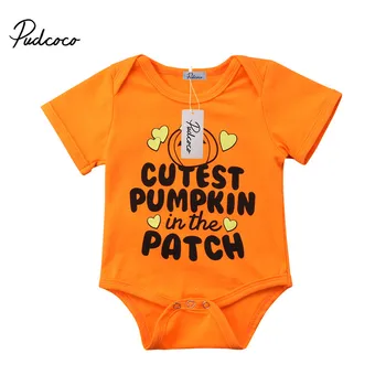Novorojenček Dojenček Fant Dekle Halloween Kostumi Romper Otroci Smešno Bučna Obleke Obleke 0-18 Mesecev