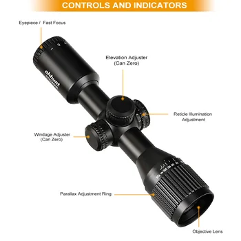 Ohhunt 4X32 AOIR Taktično Compact Obsega Riflescope Mil Dot Osvetljeni Steklo, Jedkano Reticle Lovska Optika Vid Turrets Reset