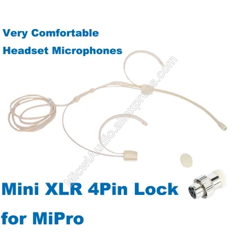 Omidirectional Mikrofon Za Mipro Pro Slušalke Head-mounted Headworn Kondenzatorja Priključek Mini XLR 4PIN Zaklepanje MP-004