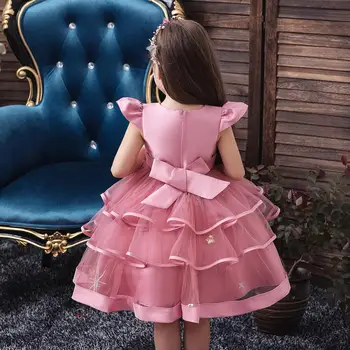 Otroci Dekle Torto Tutu Cvet Obleka Otrok Stranko Poroko Formalno Obleko za Dekle, Princesa Prvo Obhajilo Kostum Nov Prihod 2020