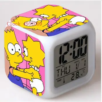 Otroci Igrače Simpsons Risanka Budilka elektronski zbudi Led reloj despertador digitalna budilka svetlobe tabela reveil wekker