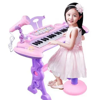 Otrok je Igranje Izobraževalne 37 Ključ Elektronski na Tipkovnici Klavir Orgle Igrača Nastavi Mikrofon Glasbe Otroci Za Darilo za Rojstni dan Srčkan