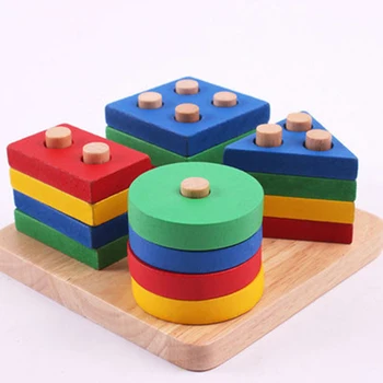 Otroške Igrače Izobraževalne Lesena Geometrijska Sortiranje Odbor Montessori Otroci Izobraževalne Igrače Stavbe Puzzle Otrok Darilo LA881855