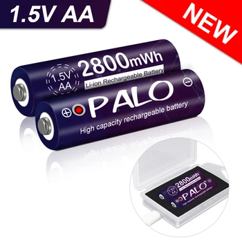 PALO 1,5 V AA Baterija za ponovno Polnjenje Li-ionska baterija AA 1,5 v 2800mWh litij-li-ionska akumulatorska baterija in polnilnik USB primeru