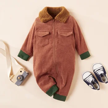 PatPat 2020 Nove Zimske Baby Stilsko Trdna Jumpsuits za Baby Boy Oblačila