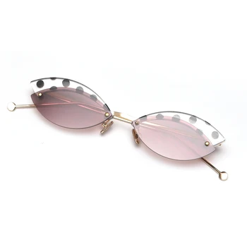 Peekaboo semi-rimless ženske retro sončna očala mačka oči letnik pol okvir stranka mala sončna očala ženski metal smešno dodatki