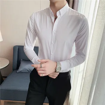 Plus Velikost 7XL-S Jopičem Preprost Dolgimi Rokavi Moški Priložnostne Srajce Moda Obleko 2021 Poslovnih Formalno Obrabe Slim Fit Bluzo Homme 7Color