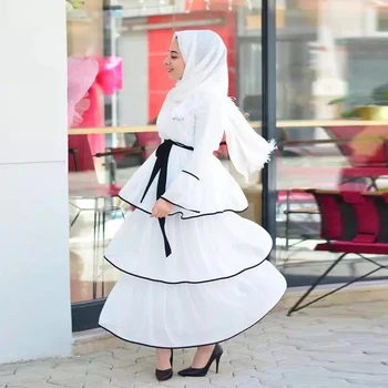 Plus Velikost Abaya Turčija Večer Afriške Obleke Za Ženske Muslimansko Obleko Flare Rokav Femme Islam Haljo Vestidos Stopenjski Obleko