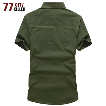 Plus Velikost Kratek Rokav Poletne Majice, Moške, Visoke Kakovosti Bombaž Zapestnica Vojaške Mens Majice Moški Multi-žep srajca homme M-6XL