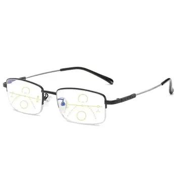 Pomnilnik Titana Multifokalna Obravnavi Očala Postopno Bifocal Anti Blue Ray UV Zaščito Presbyopic Očala Pol Okvir Moški Ženske