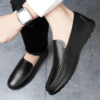 Pravega Usnja Moške Priložnostne Čevlji loafers zdrsne na priložnostne Stanovanj čevlji na prostem Moccasins Mehko Dihanje Moških Loafers Oxfords Čevlji